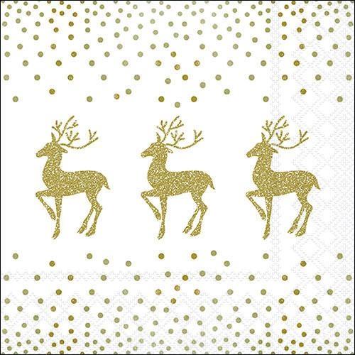 CONF.20 TOVAGLIOLI CM.33X33 DEER AND DOTS WHITE/GOLD