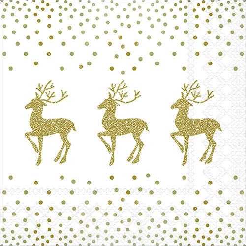 CONF.20 TOVAGLIOLI CM.33X33 DEER AND DOTS WHITE/GOLD