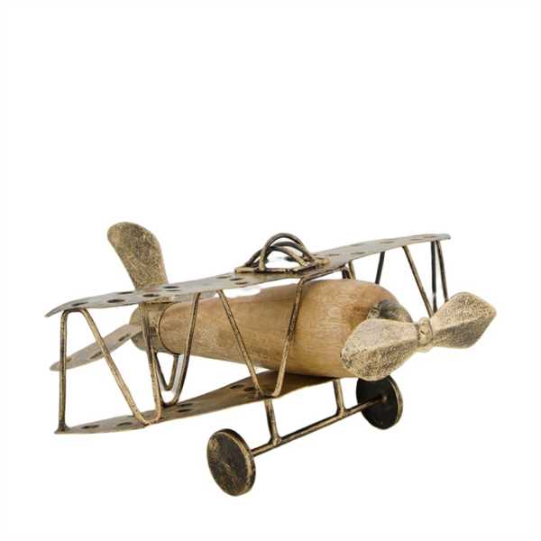 AEROPLANO METALLO 26X27X10CM ORO ANTICATO