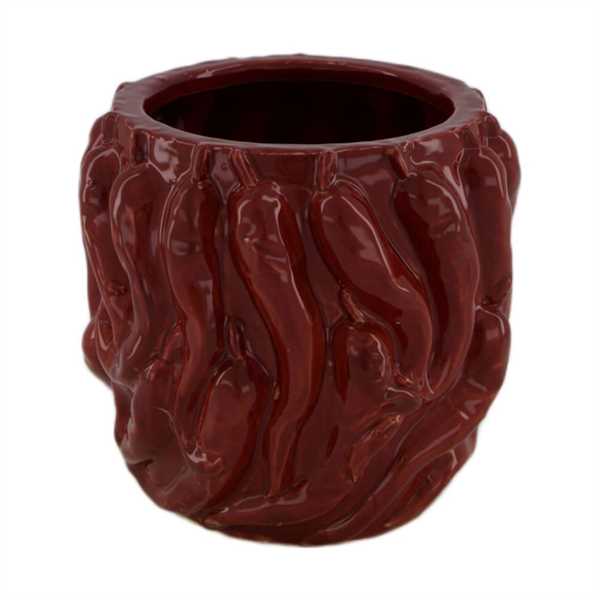 VASO CERAMICA PEPERONCINI CM.D16X15H ROSSO SCURO