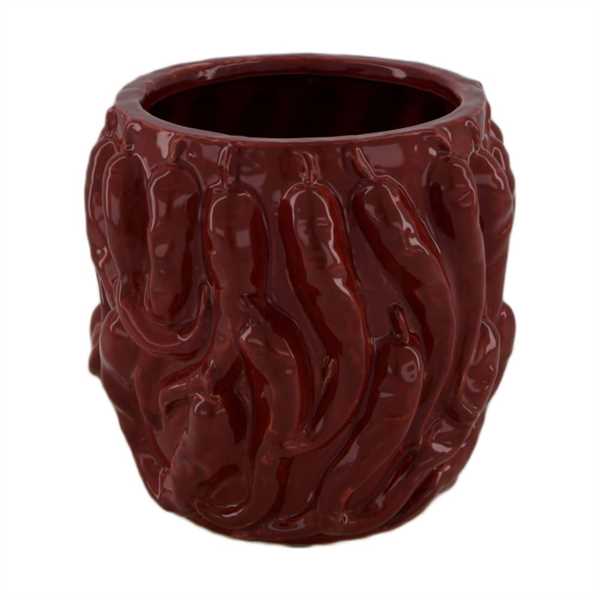 VASO CERAMICA PEPERONCINI CM.D18X17H ROSSO SCURO