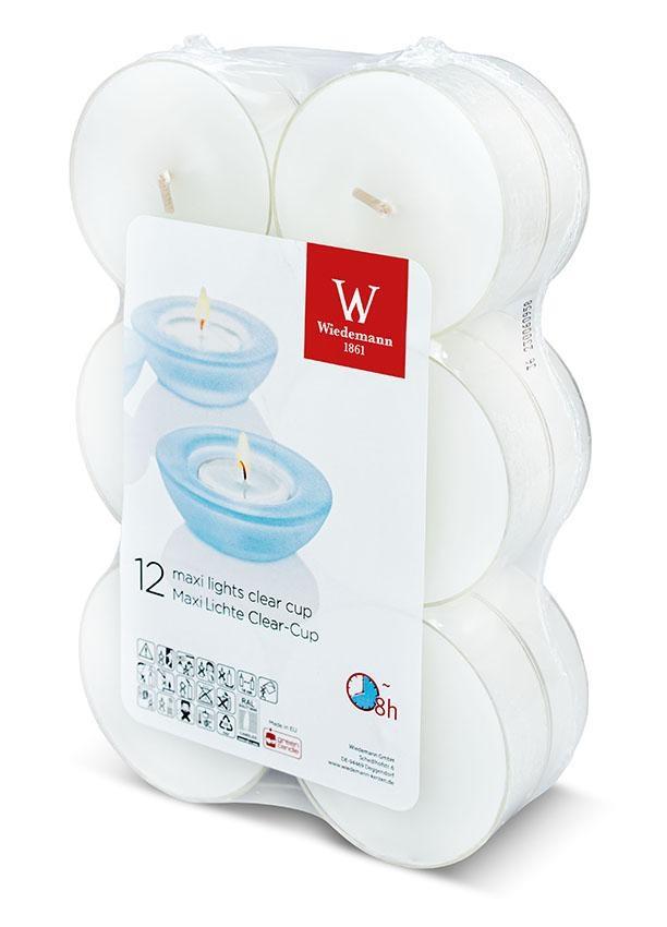 CONF.12 TEALIGHTS MAXI IN PC CUP 8 ORE CM.5,6X2,1 BIANCO