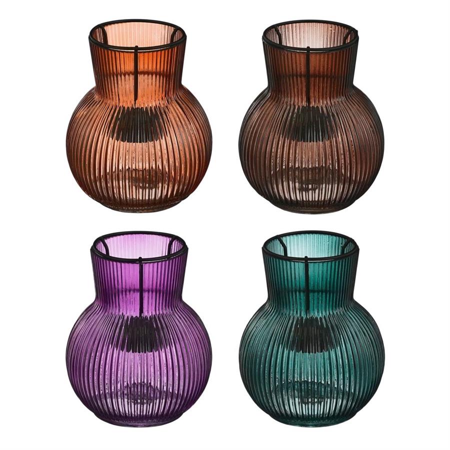 TEALIGHT VETRO ASSORTITI 4 COLORI D.11CMXH13,5