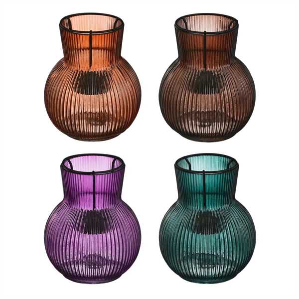 TEALIGHT VETRO ASSORTITI 4 COLORI D.11CMXH13,5