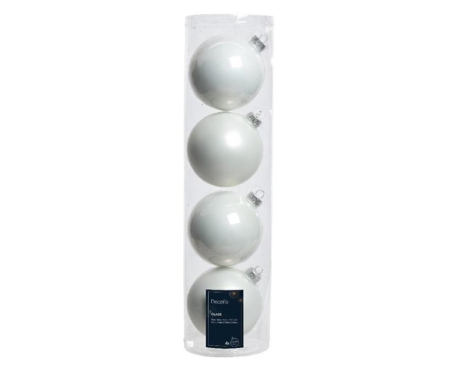 CONFEZIONE 4 PALLINE NATALE VETRO DIA10CM WINTER WHITE