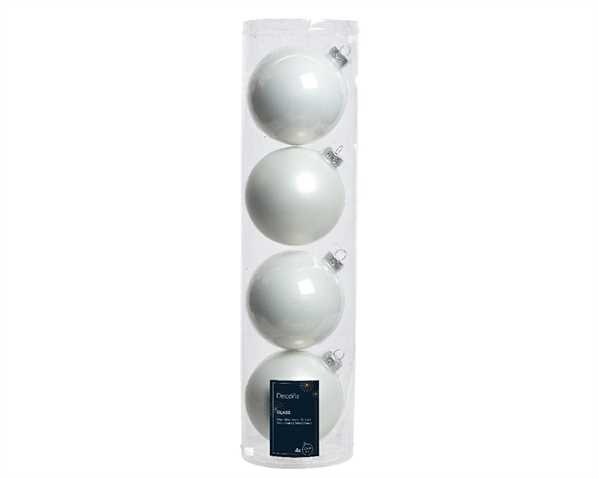 CONFEZIONE 4 PALLINE NATALE VETRO DIA10CM WINTER WHITE