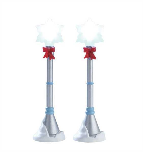 SNOWFLAKE LAMP POST, SET OF 2, B/O (4.5V)