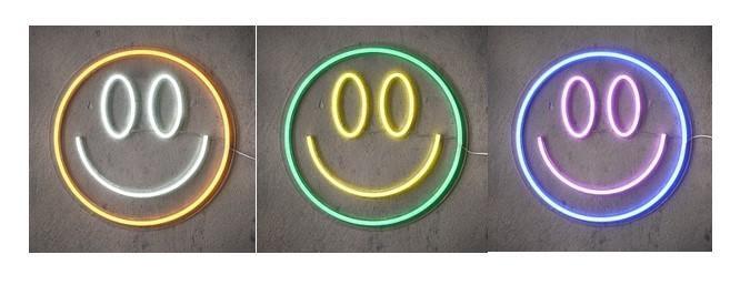 LUCE NEON SMILEY CON ADATTATORE INCLUSO CM.D33 3 COL. ASS.