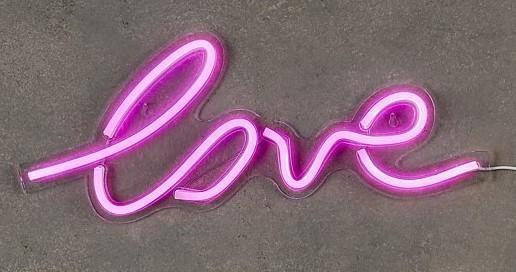 LUCE NEON LOVE ADATTATORE INCLUSO E TIMER CM.45X17,5H ROSA