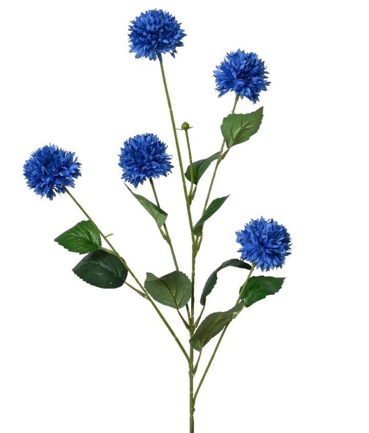 CORNFLOWER CORNFLOWER ON STEM POLYESTER W LEAF BLUE LUN.13CM