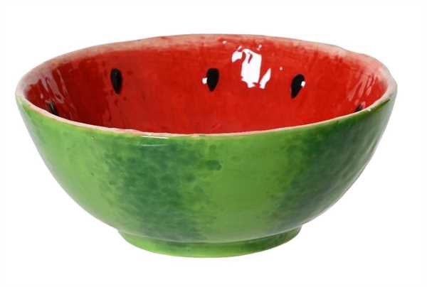 BOWL DOLOMITE WATERMELON SHINY WATERMELON GREEN/RED DIA15CM