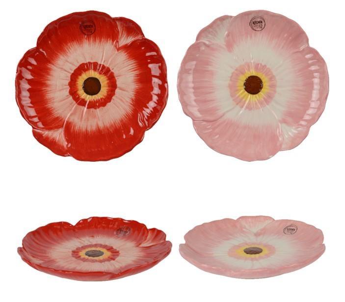 BREAKFAST PLATE DOLOMITE FLOWER SHINY POPPY 2COL ASS ASSORTE